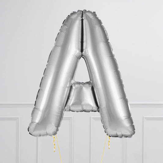 Silver Balloon Letters 34 inch (4 pieces)  (Inflated & Delivered)