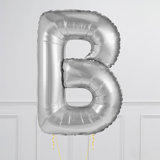 Silver Balloon Letters 34 inch (4 pieces)  (Inflated & Delivered)