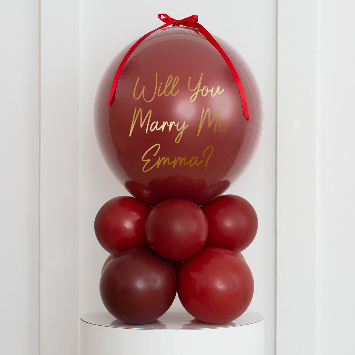 Personalised Dark Cherry Red Air-Filled Bubble Stack
