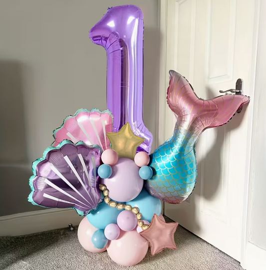 Purple Digital Foil & Mermaid Balloon Set – Party Decorations Dubai