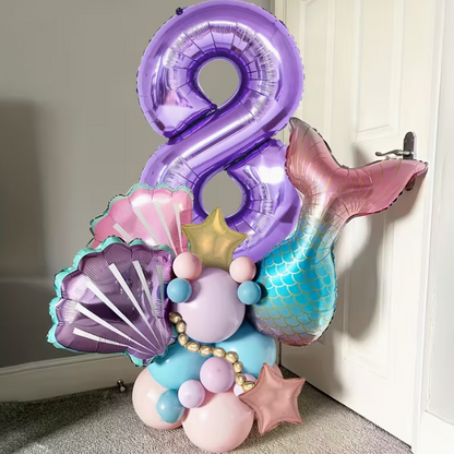 Purple Digital Foil & Mermaid Balloon Set – Party Decorations Dubai