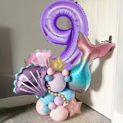 Purple Digital Foil & Mermaid Balloon Set – Party Decorations Dubai