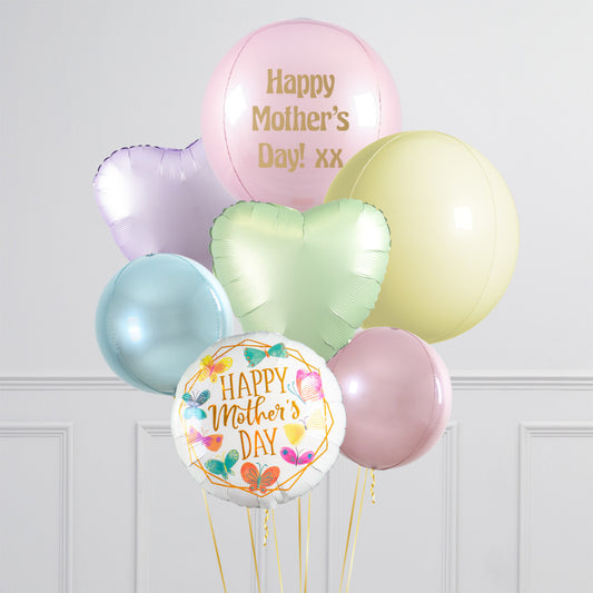 Personalised Pastel Rainbow Mother's Day Inflated Big Balloon Bunch