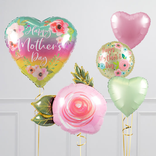 Floral Rainbow Heart Happy Mother's Day Balloon Package