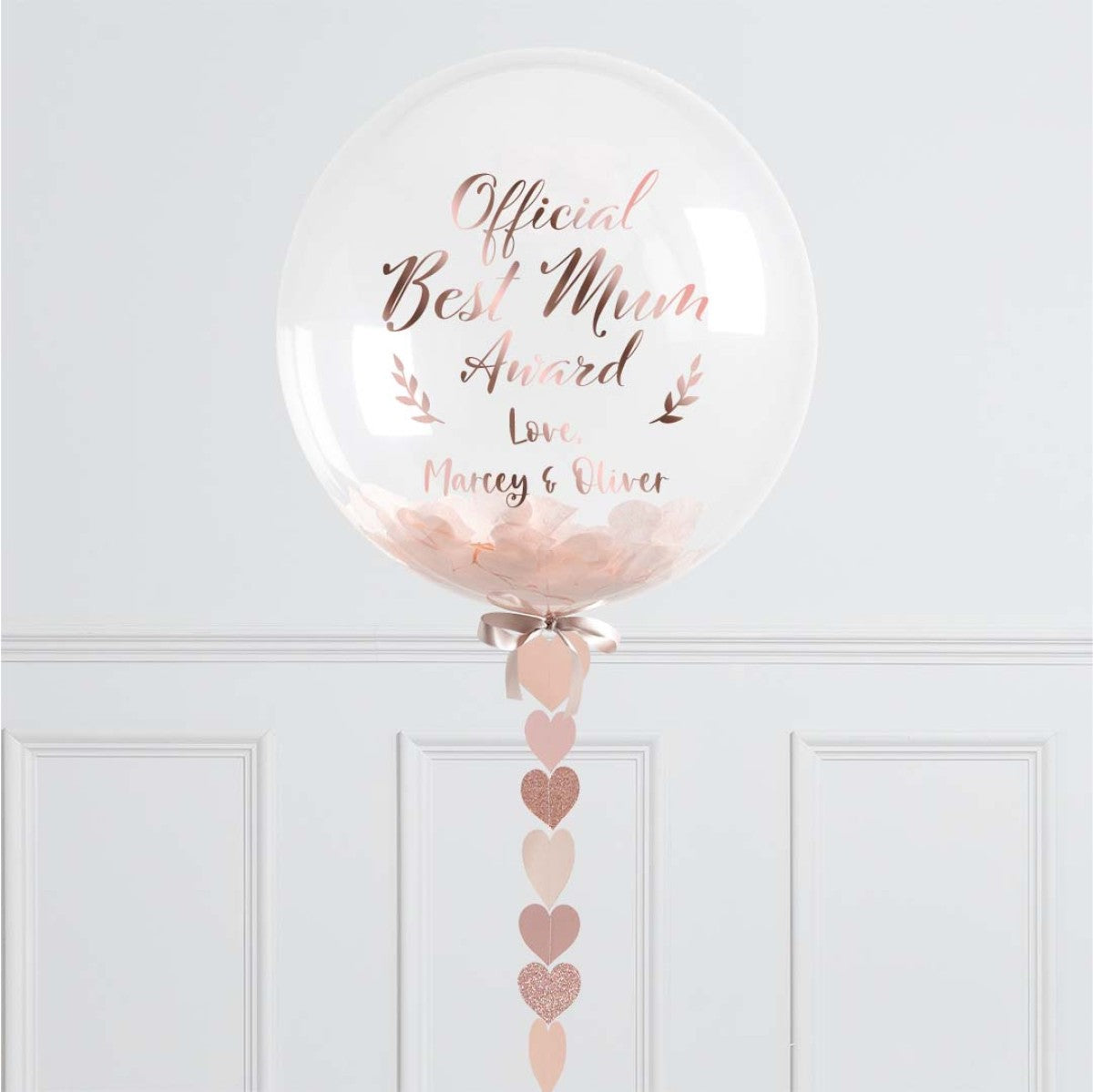 Personalised Rose Gold Certificate Mother's Day Confetti Bubble Balloon