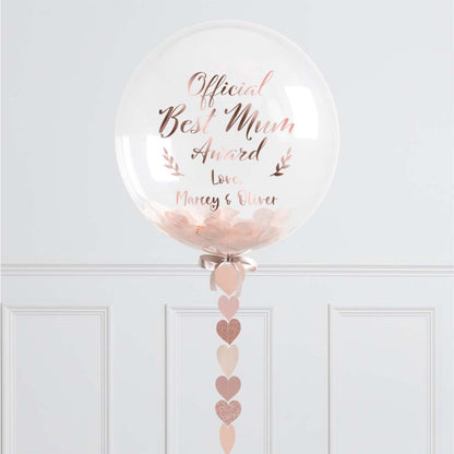 Personalised Rose Gold Certificate Mother's Day Confetti Bubble Balloon