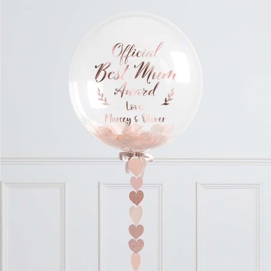 Personalised Rose Gold Certificate Mother's Day Confetti Bubble Balloon