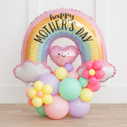 Happy Mother’s Day Rainbow Balloon Tower