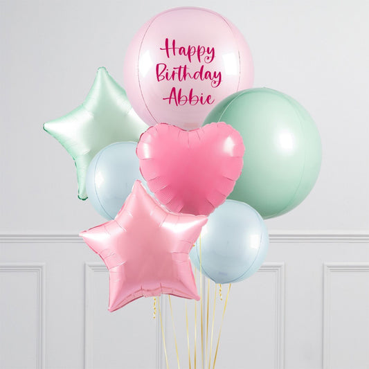 Custom Pastel Unicorn Inflated Balloon Arrangement