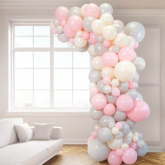 Macaron Pink Balloon Arch - Ready-Made Asymmetric Balloon Display