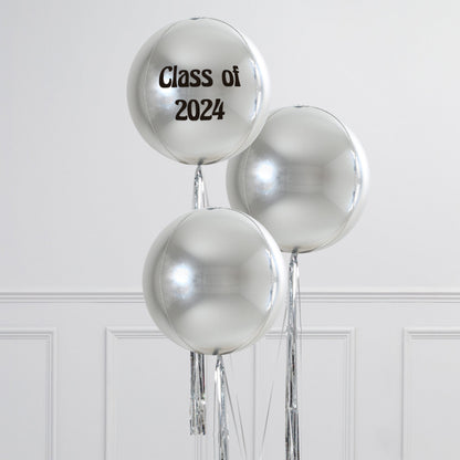 Personalized Gold, Silver or Pink Inflated Epic Orb Balloon Trio – Perfect for Prom