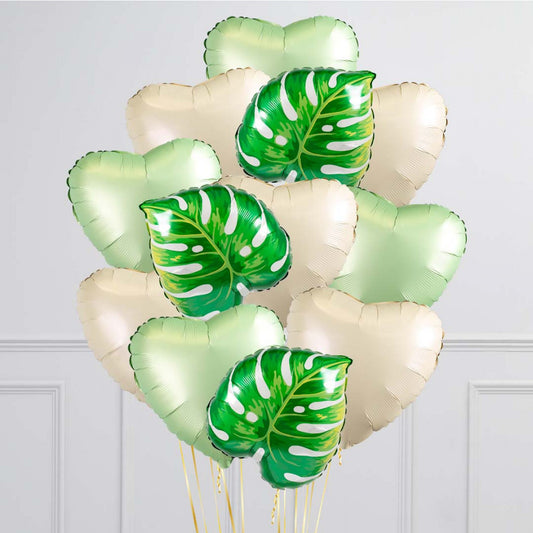 Sweet Safari Tropical Leaves Inflated Foil Balloon Bunch