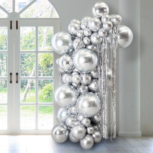 Freestanding Silver Chrome Balloon Pillar -6ft