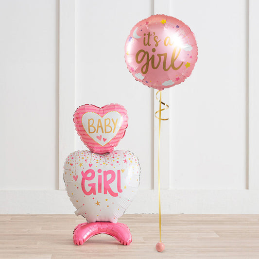 Baby Girl 28" Standup Inflated Balloon - Custom Baby Shower Balloon