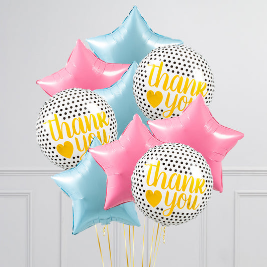 Pastel Pink & Blue Thank You Inflated Foil Balloons