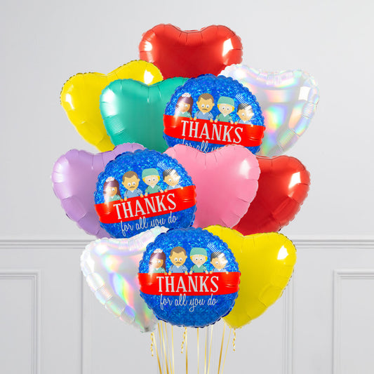 Thanks For All You Do Hearts Inflated Foil Balloon Bunch