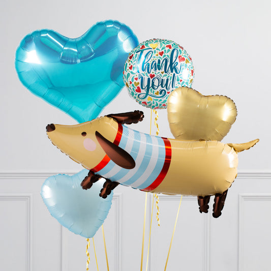 Sausage Dog Thank You Inflated Crazy Balloon Bunch